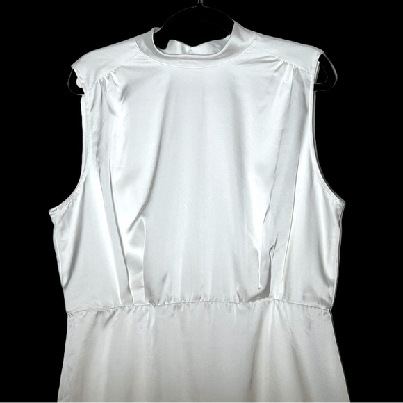NWT Lulus Classic Elegance White Satin Sleeveless Mock Neck Mini Dress, Size XS - Picture 7 of 15
